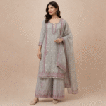 Elegant Grey Modern Punjabi Suit Design with Dupatta – Straight Cut Ethnic Wear