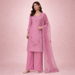 Elegant Pink Punjabi Suit Design with Floral Embroidery & Dupatta
